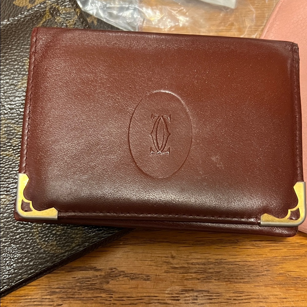Cartier Vintage Must de Cartier Bordeaux Leather Wallet w/ COA